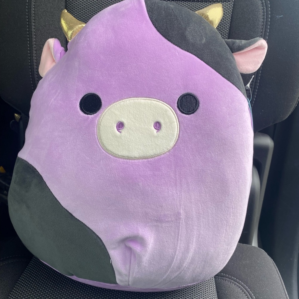 Squishmallow Alexie 14” cow purple black gold horns NWT